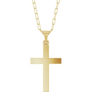 14K Yellow Or White Gold Or Sterling Silver 18 In Polished Cross Paperclip Necklace