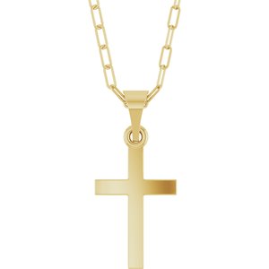 14K Yellow Or White Gold Or Sterling Silver 18 In Polished Cross Paperclip Necklace