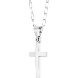14K Yellow Or White Gold Or Sterling Silver 18 In Polished Cross Paperclip Necklace