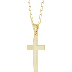 14K Yellow Or White Gold Or Sterling Silver 18 In Polished Cross Paperclip Necklace
