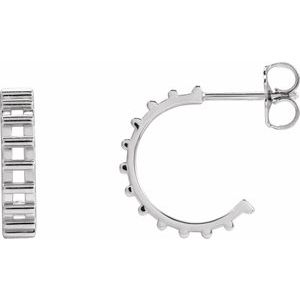 Sterling Silver Pair Deco Cutout Hoop Earrings, Length: 12.5 Mm, Thickness: 11.1 Mm