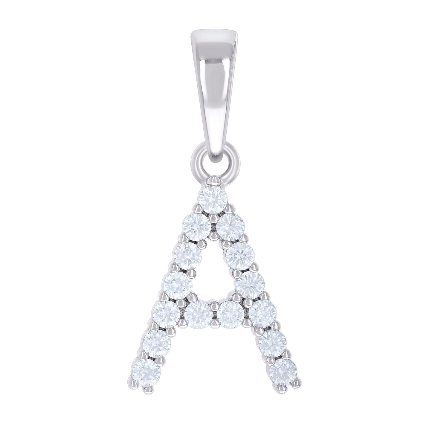 Sterling Silver Unisex Moissanite Initial Alphabet Charm Pendant