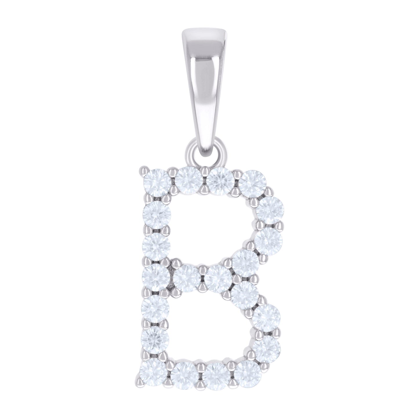 Sterling Silver Unisex Moissanite Initial Alphabet Charm Pendant
