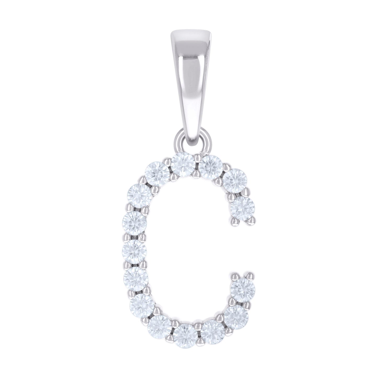 Sterling Silver Unisex Moissanite Initial Alphabet Charm Pendant