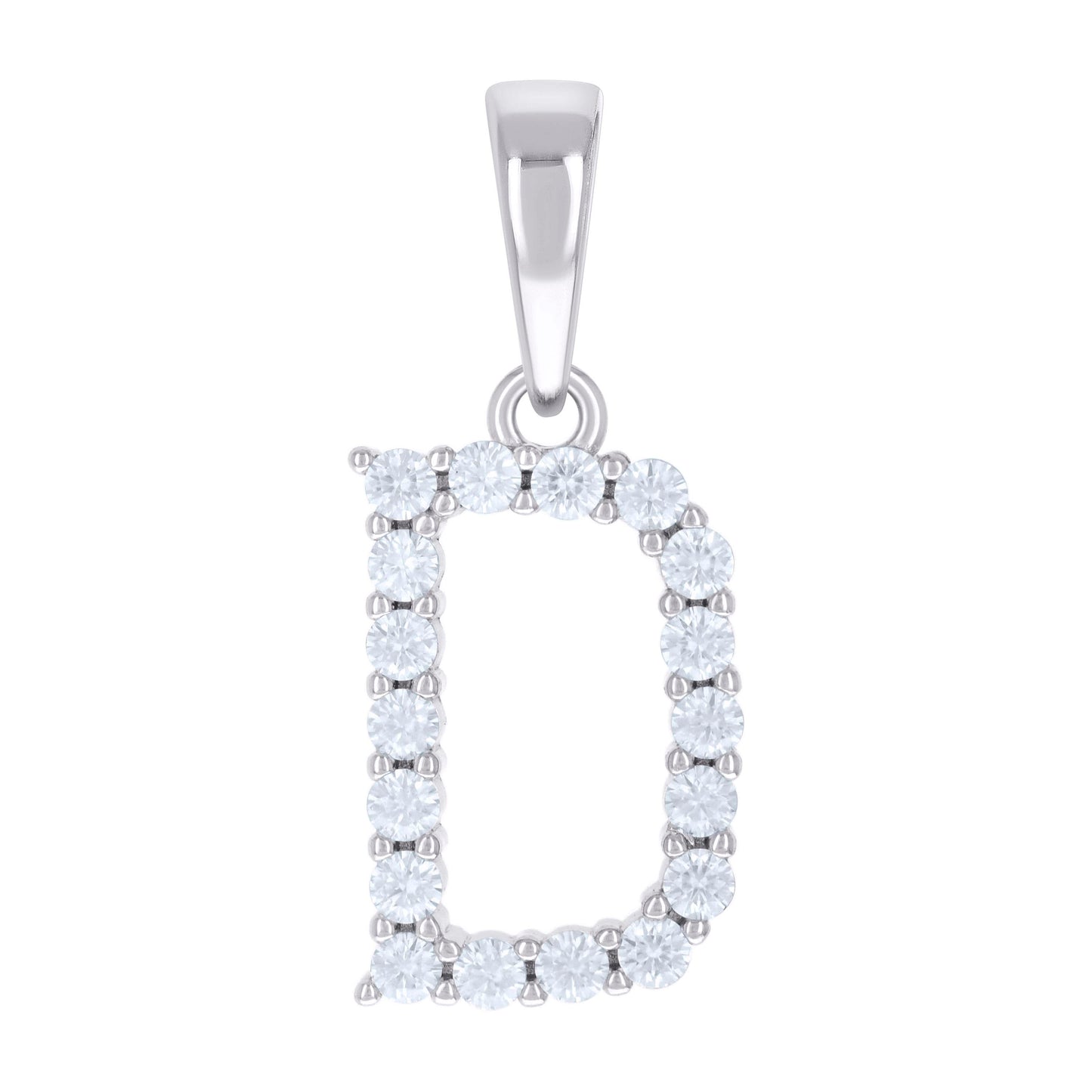 Sterling Silver Unisex Moissanite Initial Alphabet Charm Pendant
