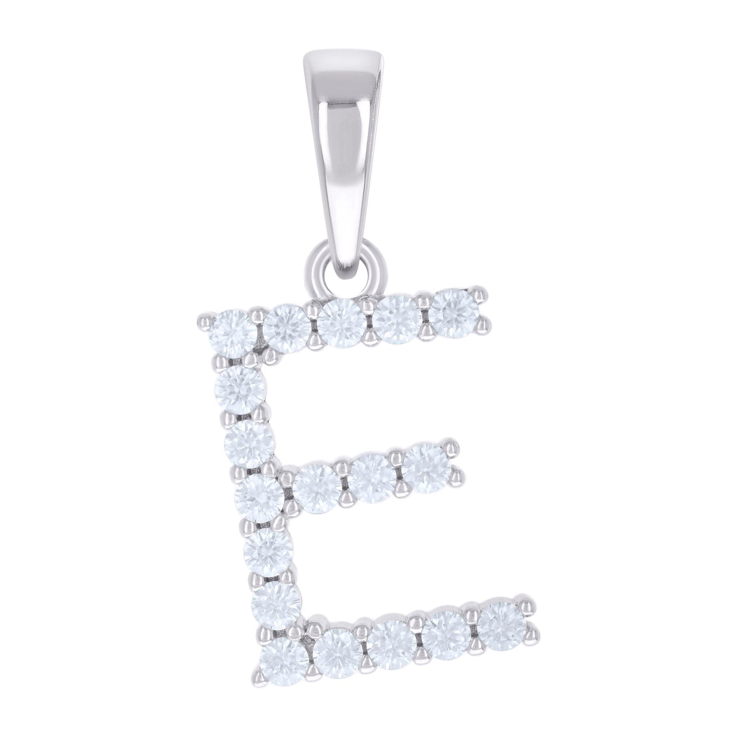 Sterling Silver Unisex Moissanite Initial Alphabet Charm Pendant