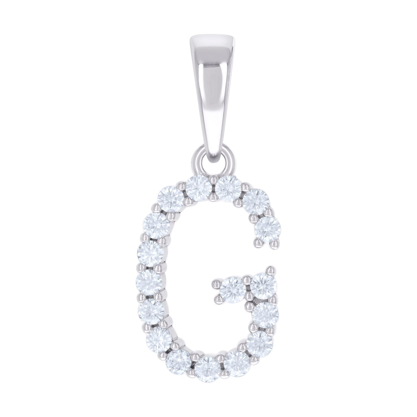 Sterling Silver Unisex Moissanite Initial Alphabet Charm Pendant