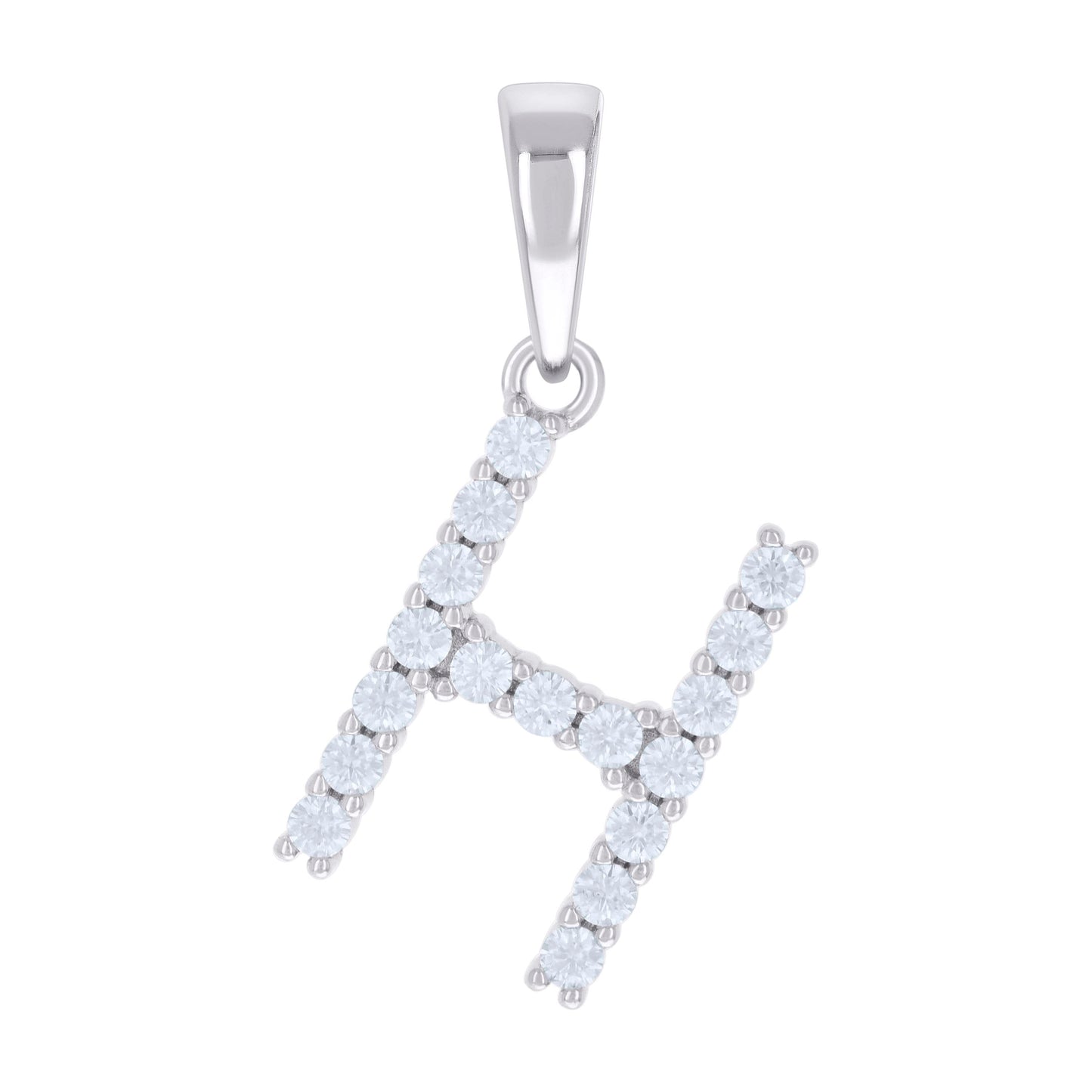 Sterling Silver Unisex Moissanite Initial Alphabet Charm Pendant