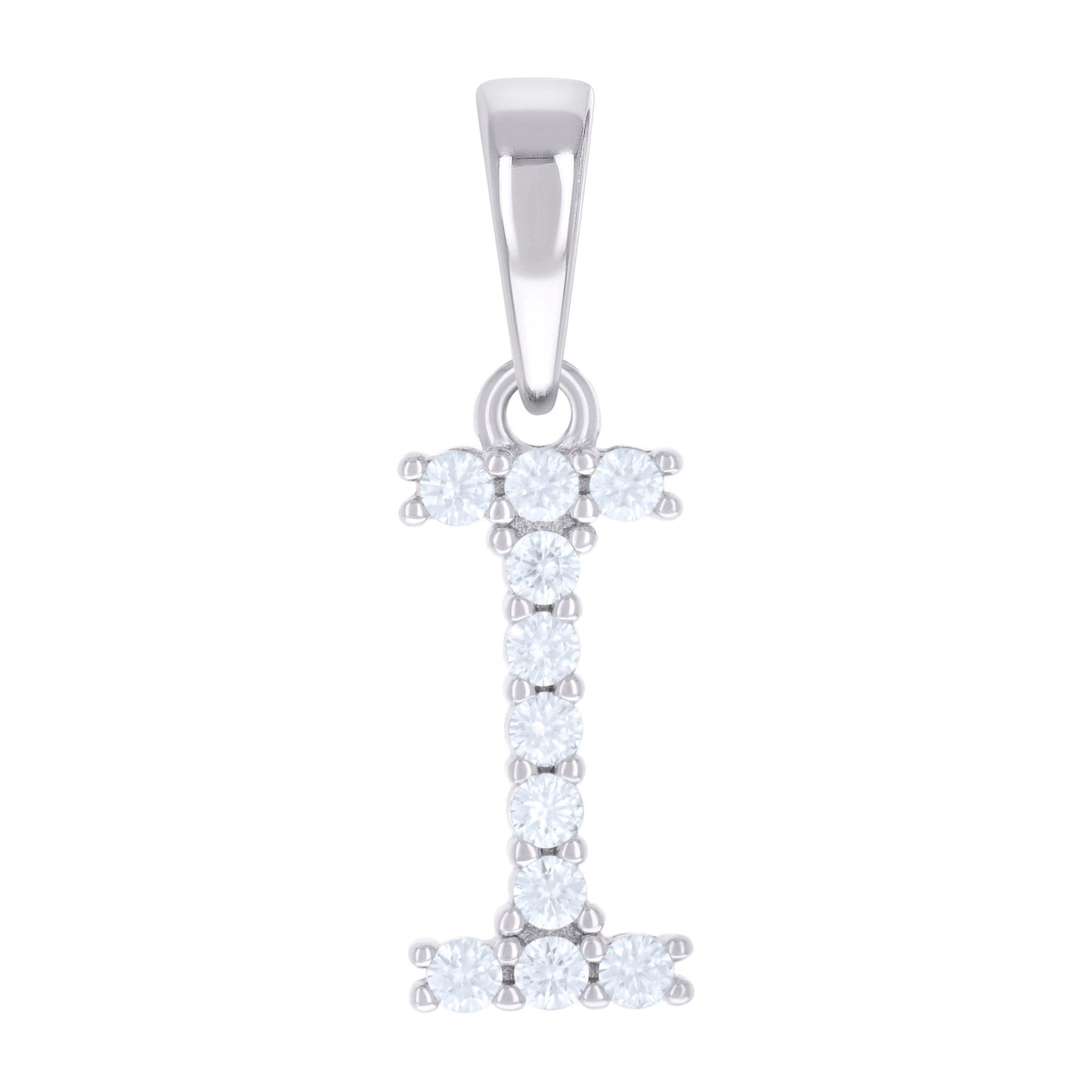 Sterling Silver Unisex Moissanite Initial Alphabet Charm Pendant