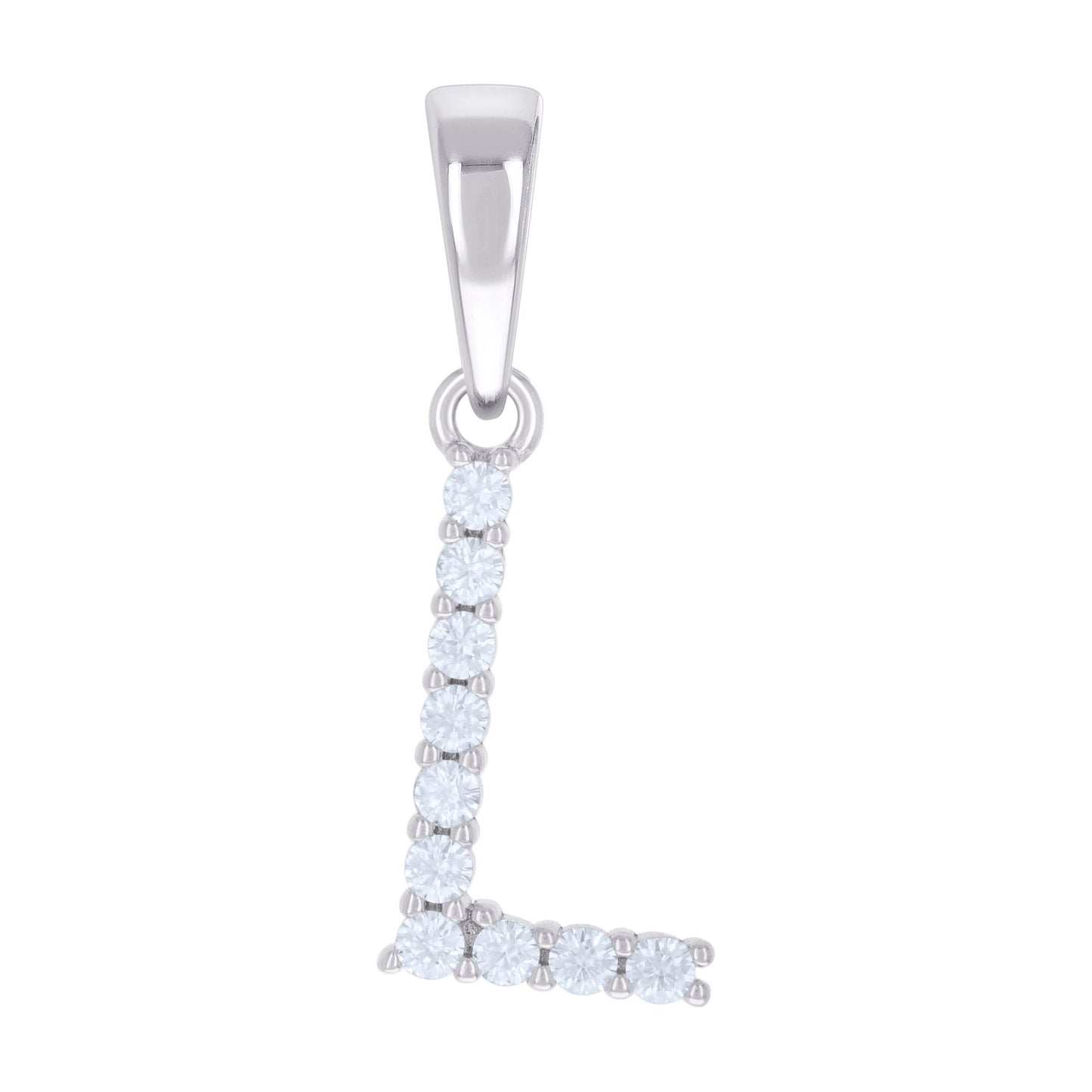 Sterling Silver Unisex Moissanite Initial Alphabet Charm Pendant