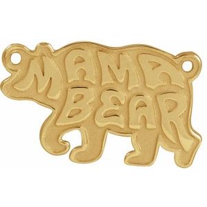 14K Yellow Gold 17 X 10 Mm Polished Mama Bear Necklace Center