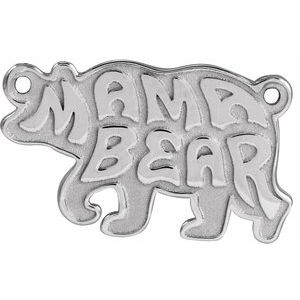 Sterling Silver 17 X 10 Mm Polished Mama Bear Necklace Center