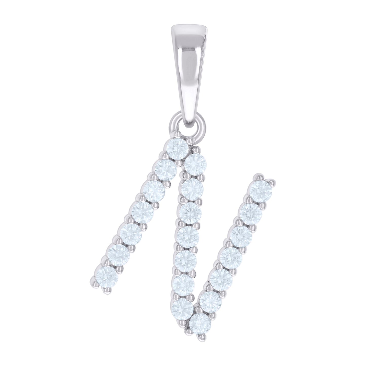 Sterling Silver Unisex Moissanite Initial Alphabet Charm Pendant