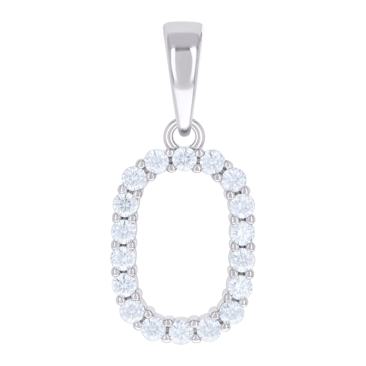 Sterling Silver Unisex Moissanite Initial Alphabet Charm Pendant