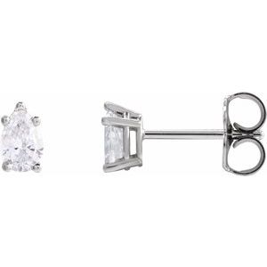 14K White Gold Pear 5 X 3 Mm 3/8 Ctw Lab Grown Diamond Tapered Basket Earrings