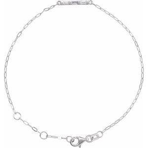 14K White Gold 1/6 CTW Natural Diamond Three-Stone Bar 6-7 1/2" Link Bracelet