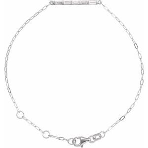 14K White Gold Straight Baguette 3 X 1.5 Mm 23.5 X 2.1 Mm 6-7 1/2 In Si2-Si3, Ghi Polished 1/3 Ctw Natural Diamond 5 Stone Bar Bracelet