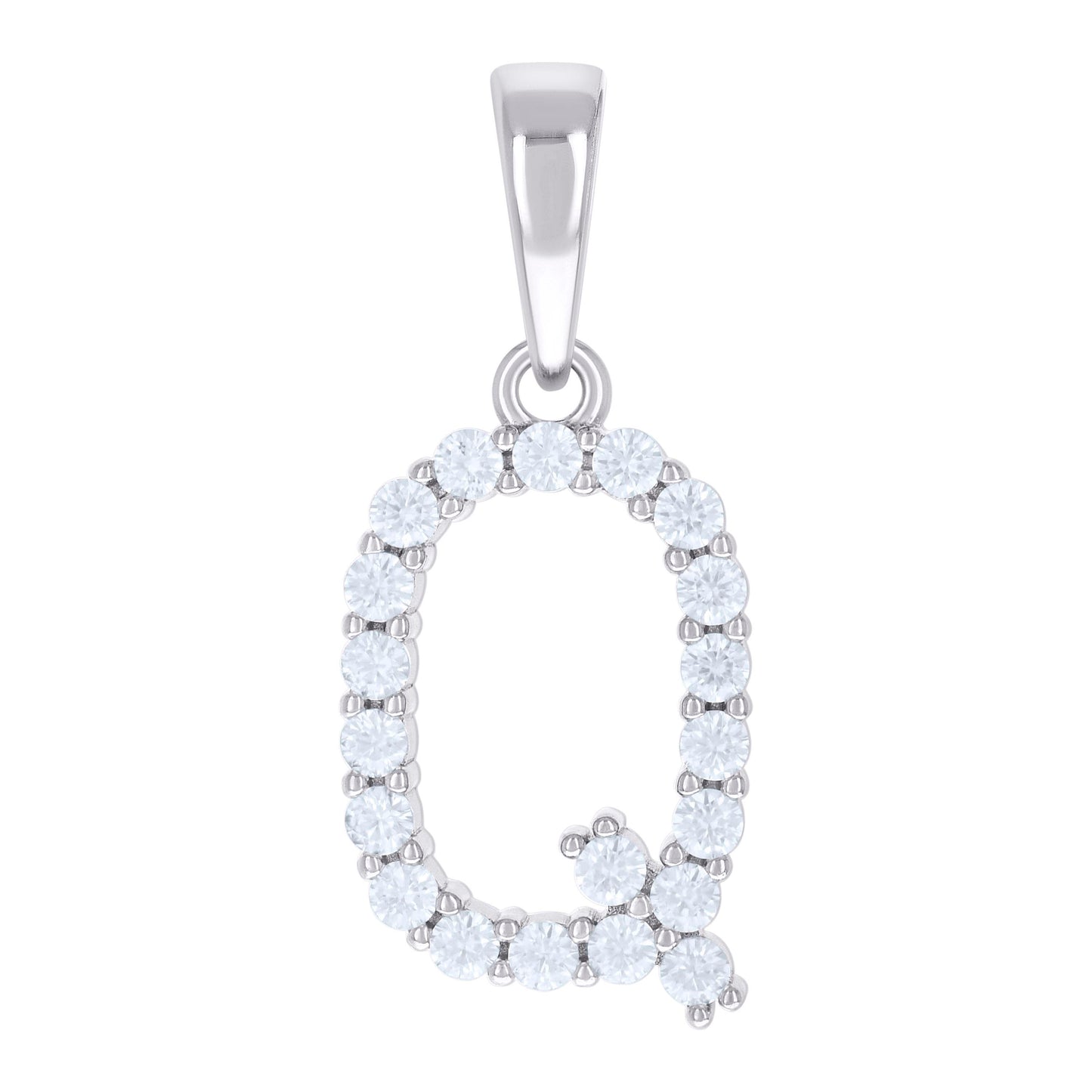 Sterling Silver Unisex Moissanite Initial Alphabet Charm Pendant