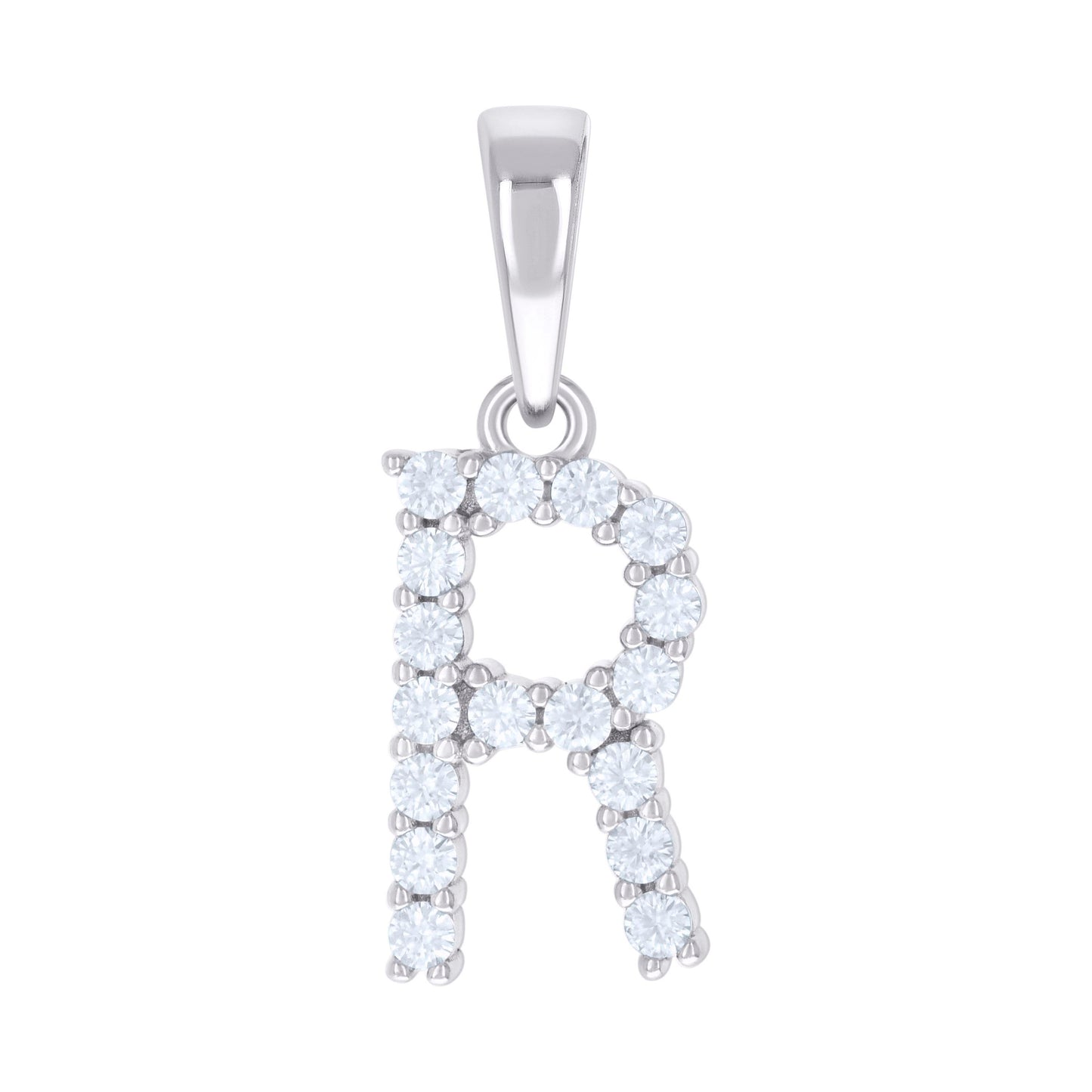 Sterling Silver Unisex Moissanite Initial Alphabet Charm Pendant