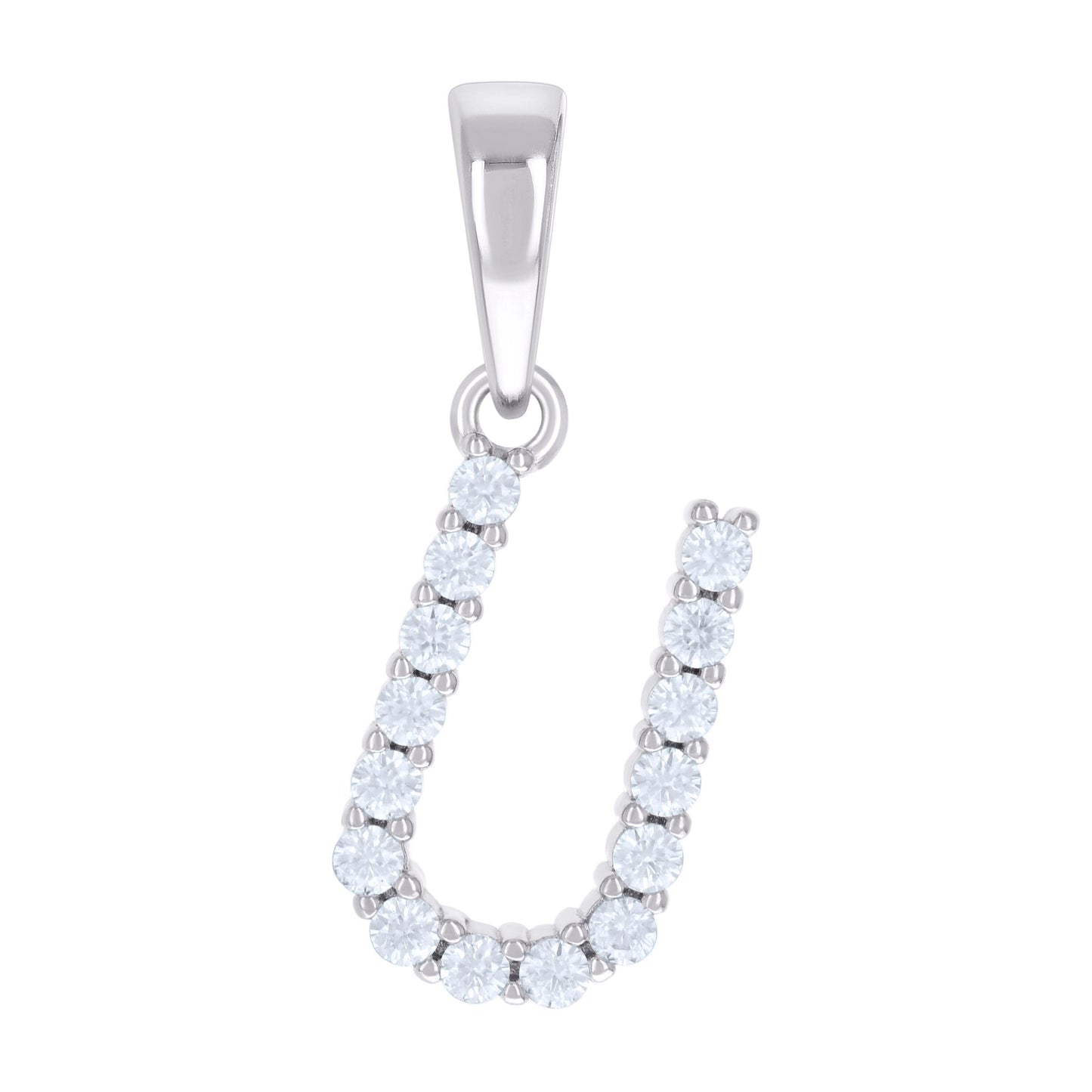 Sterling Silver Unisex Moissanite Initial Alphabet Charm Pendant