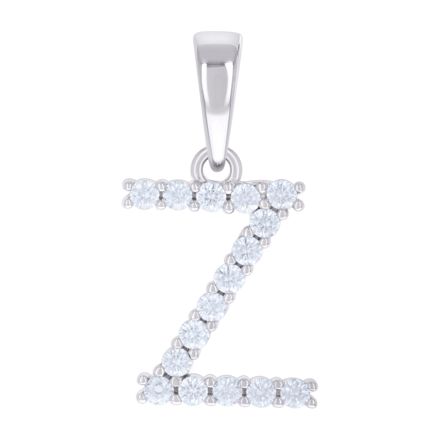 Sterling Silver Unisex Moissanite Initial Alphabet Charm Pendant