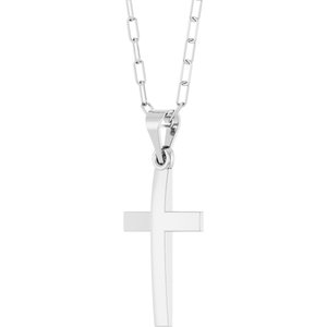 14K Yellow Or White Gold Or Sterling Silver 18 In Polished Cross Paperclip Necklace