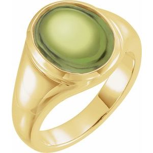 14K Yellow Gold  Oval 10 X 8 Mm Polished Natural Peridot Ring Size 7