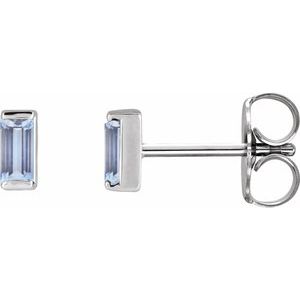14K White Gold Straight Baguette Shape 4 X 2 Mm Natural Tanzanite Channel-Set Earring