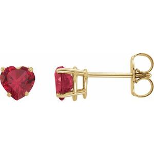 14K Yellow Gold Heart Shape 6 X 6 Mm Heart 4-Prong Earrings