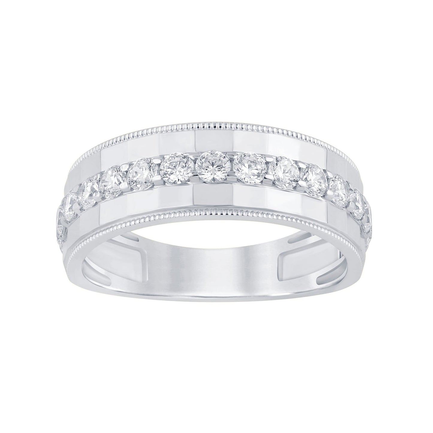 14K White Gold 0.98-1.07  Cttw Lab Grown Diamond Mens Band