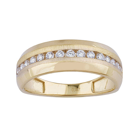 14K Yellow Or White Gold Lab Grown Diamond Mens Band