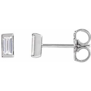 14K White Gold Straight Baguette 4 X 2Mm Si2-Si3, G-H 1/4 Ctw Natural Diamond Friction Back Channel-Set Tapered Earrings