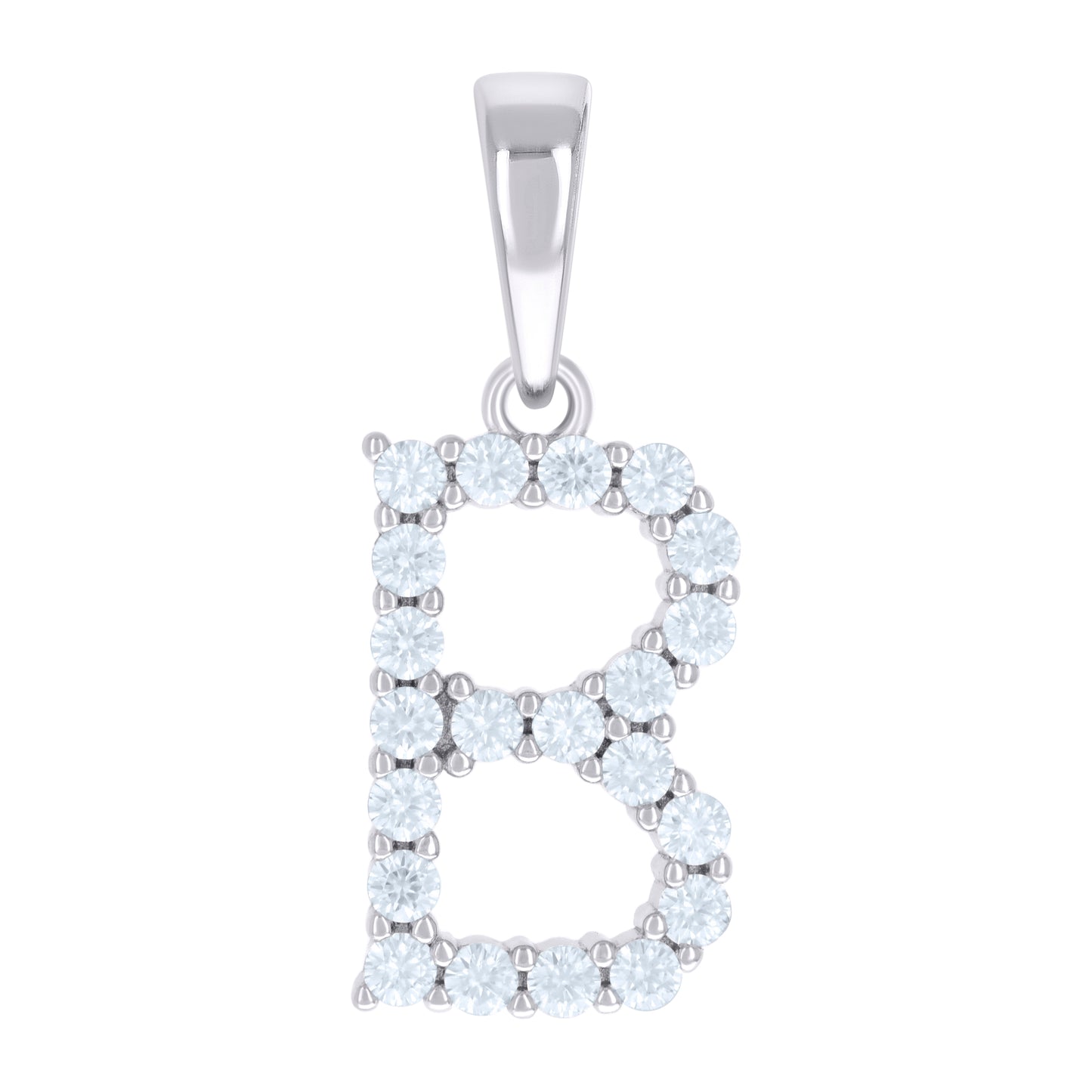 Sterling Silver Or Yellow-tone Unisex Cubic-Zirconia Initial Alphabet Charm Pendant
