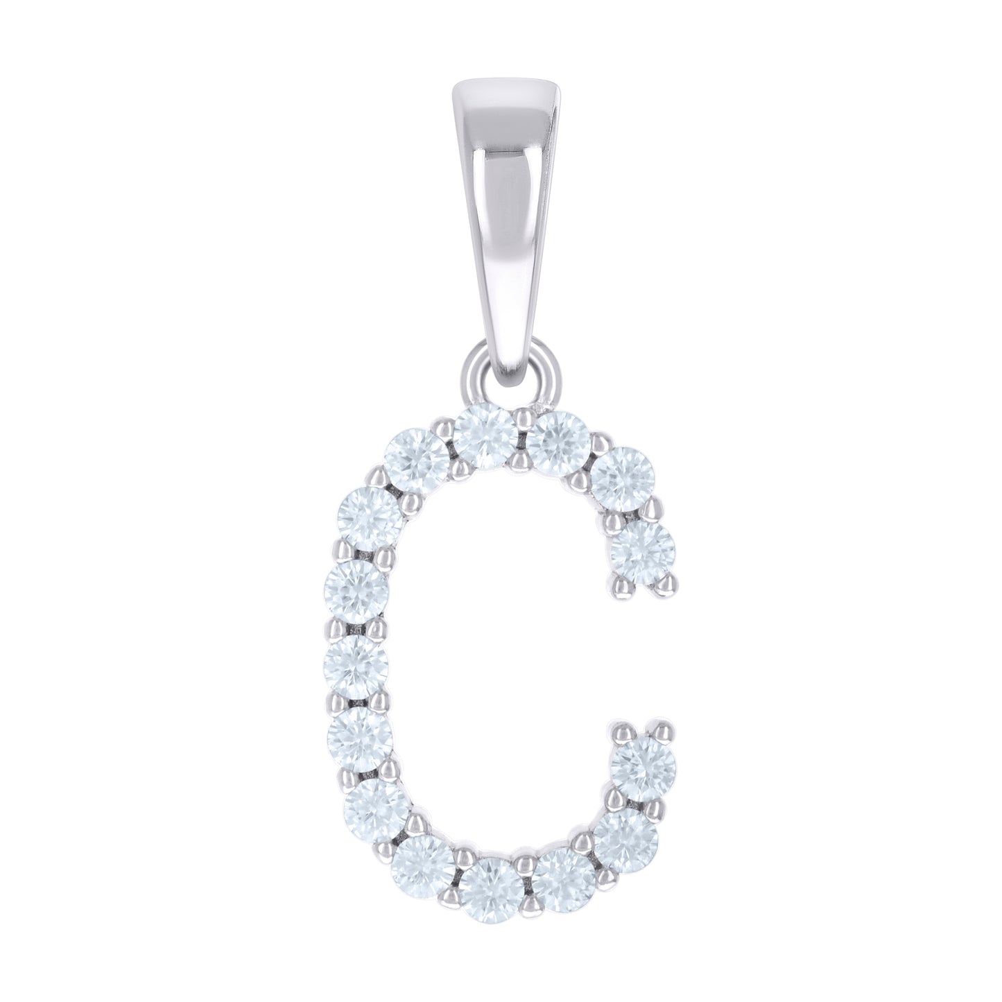 Sterling Silver Or Yellow-tone Unisex Cubic-Zirconia Initial Alphabet Charm Pendant