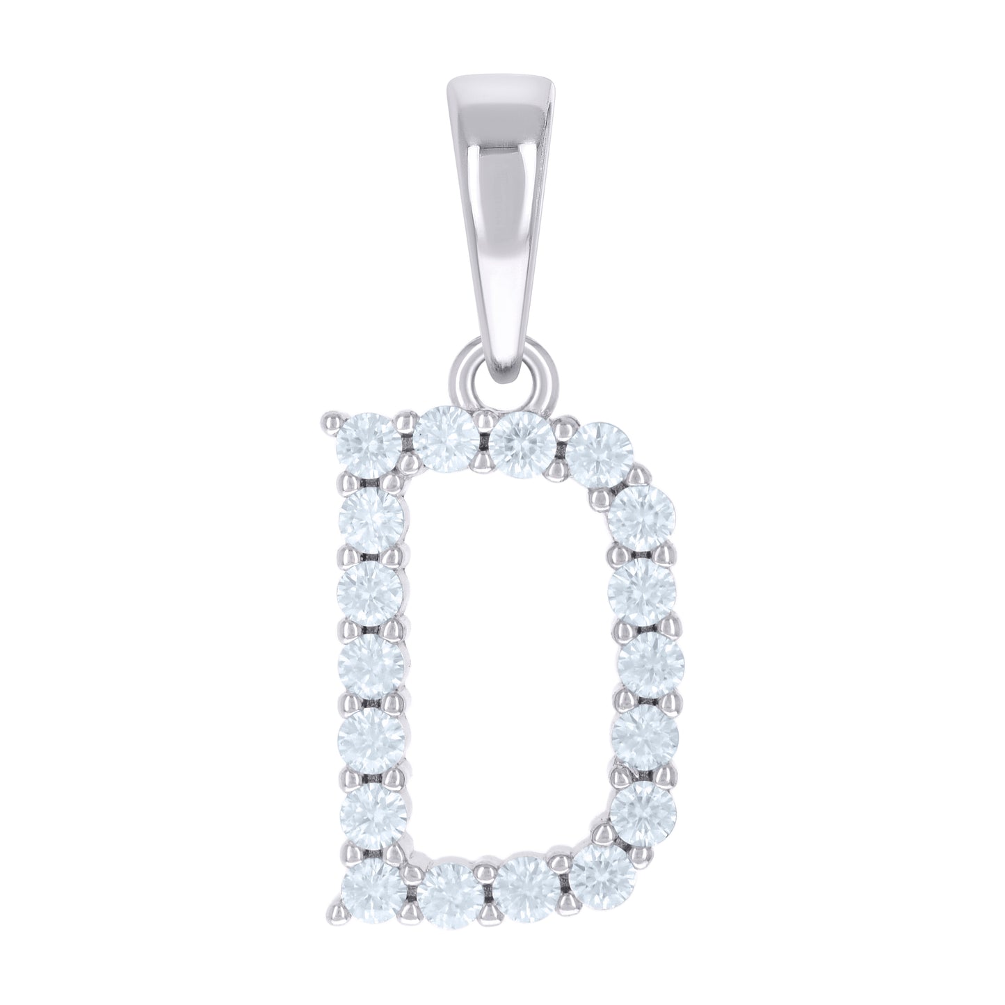 Sterling Silver Or Yellow-tone Unisex Cubic-Zirconia Initial Alphabet Charm Pendant