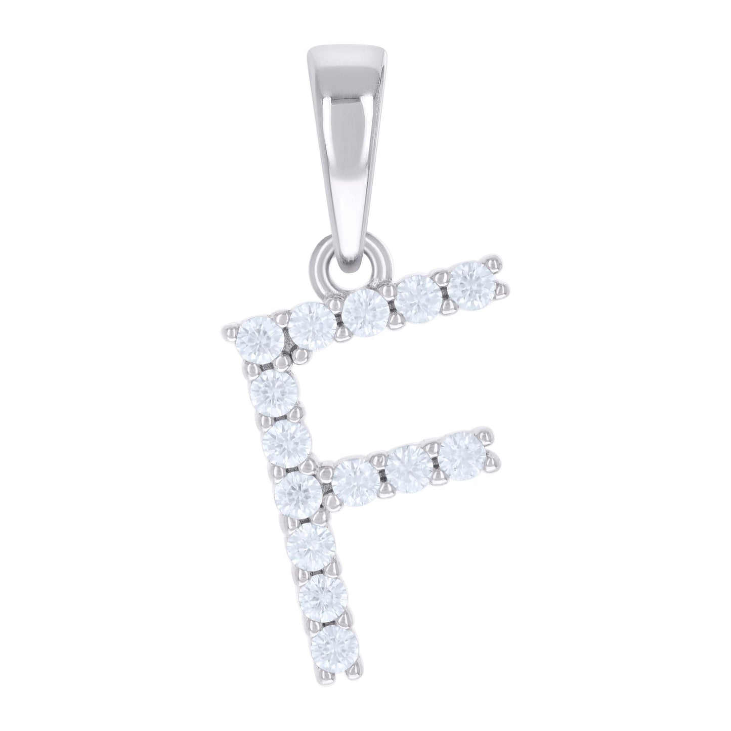 Sterling Silver Or Yellow-tone Unisex Cubic-Zirconia Initial Alphabet Charm Pendant
