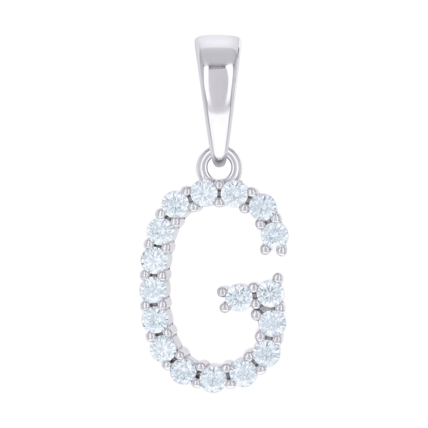 Sterling Silver Or Yellow-tone Unisex Cubic-Zirconia Initial Alphabet Charm Pendant