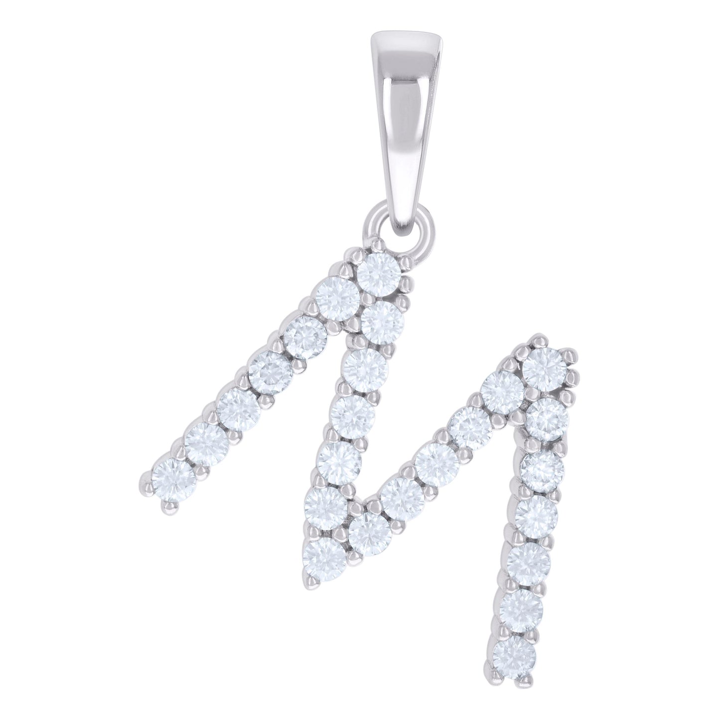 Sterling Silver Or Yellow-tone Unisex Cubic-Zirconia Initial Alphabet Charm Pendant