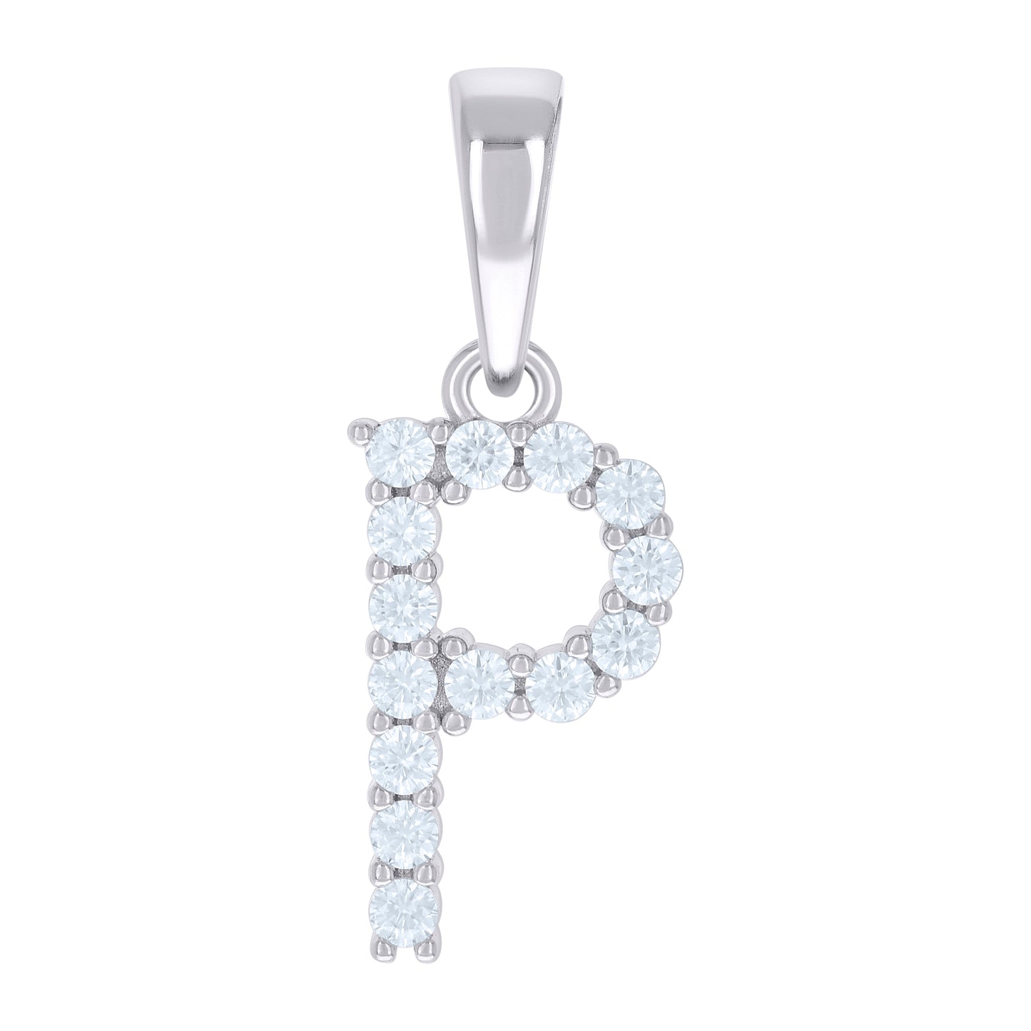 Sterling Silver Or Yellow-tone Unisex Cubic-Zirconia Initial Alphabet Charm Pendant