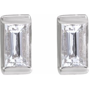 14K White Gold Straight Baguette 3 X 1.5Mm Si2-Si3, G-H 1/8 Ctw Natural Diamond Friction Back Channel-Set Tapered Earrings