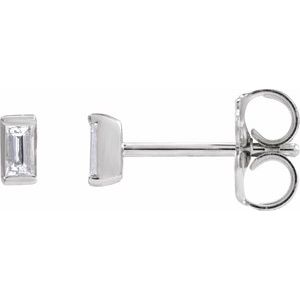 14K White Gold Straight Baguette 3 X 1.5Mm Si2-Si3, G-H 1/8 Ctw Natural Diamond Friction Back Channel-Set Tapered Earrings