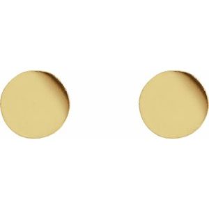 14K Yellow Gold 5 X 5 Mm Pair Friction Backs Polished Engravable Disc Earrings