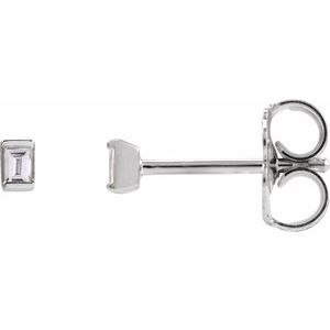 14K White Gold Straight Baguette 2 X 1.25Mm Si2-Si3, G-H .05 Ctw Natural Diamond Friction Back Channel-Set Tapered Earrings