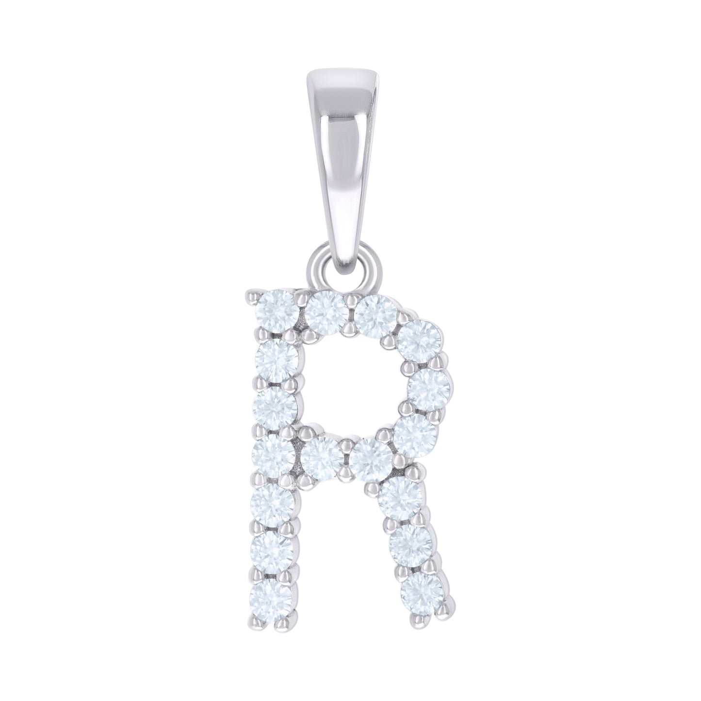 Sterling Silver Or Yellow-tone Unisex Cubic-Zirconia Initial Alphabet Charm Pendant