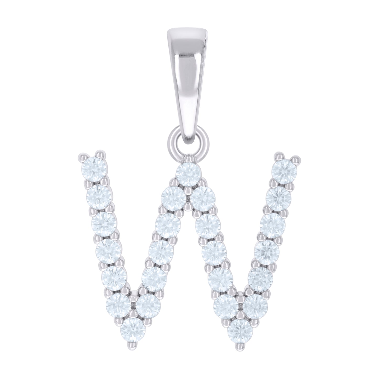 Sterling Silver Or Yellow-tone Unisex Cubic-Zirconia Initial Alphabet Charm Pendant