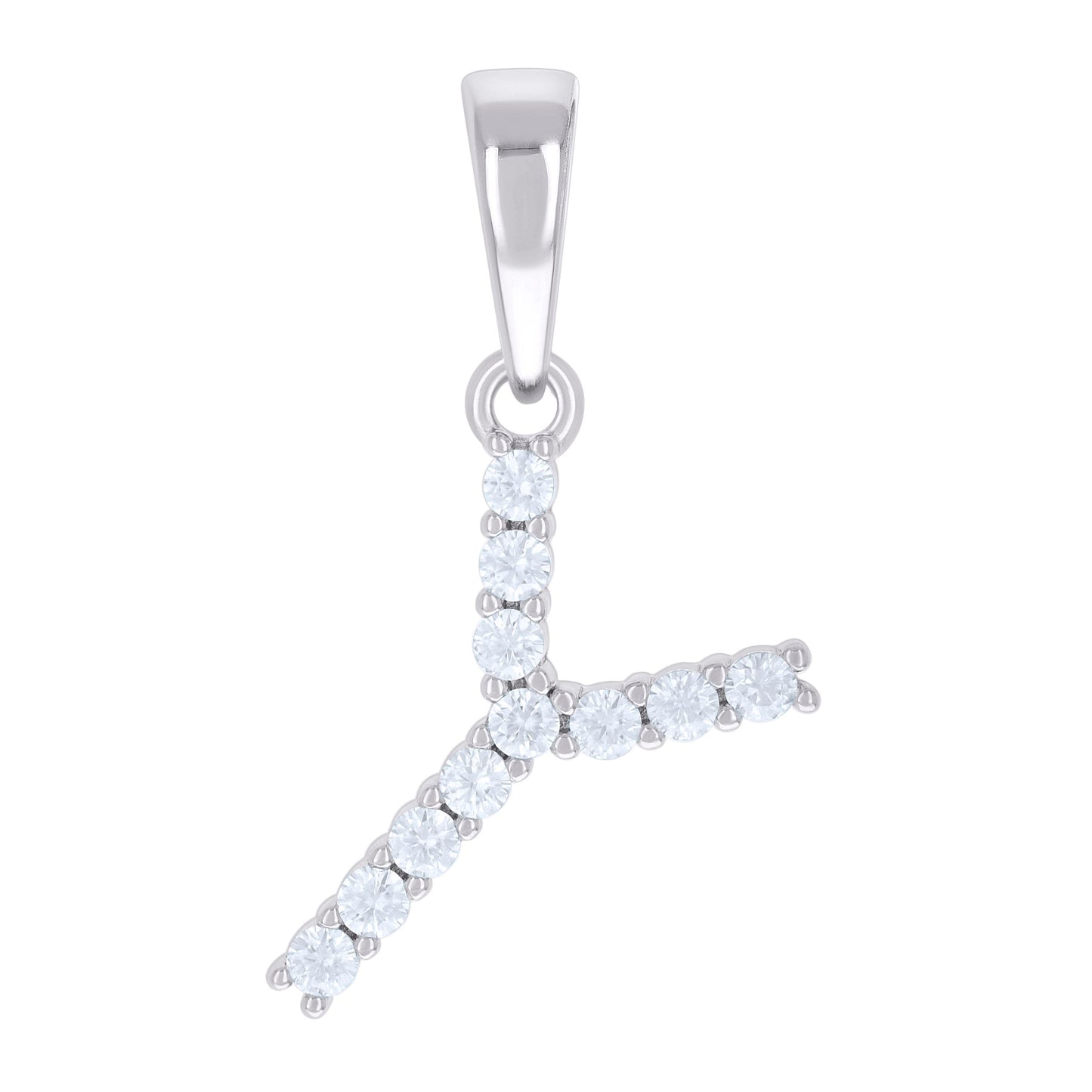 Sterling Silver Or Yellow-tone Unisex Cubic-Zirconia Initial Alphabet Charm Pendant