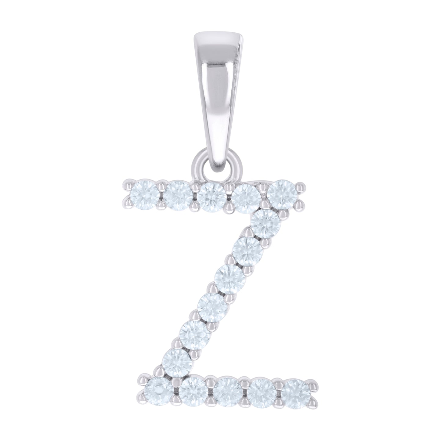 Sterling Silver Or Yellow-tone Unisex Cubic-Zirconia Initial Alphabet Charm Pendant