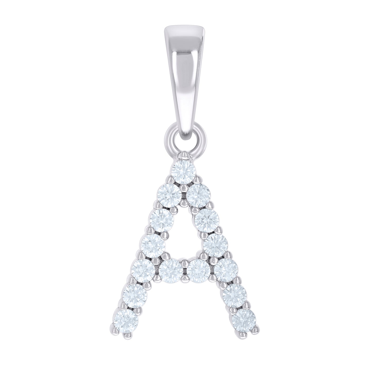 Sterling Silver Or Yellow-tone Unisex Cubic-Zirconia Initial Alphabet Charm Pendant