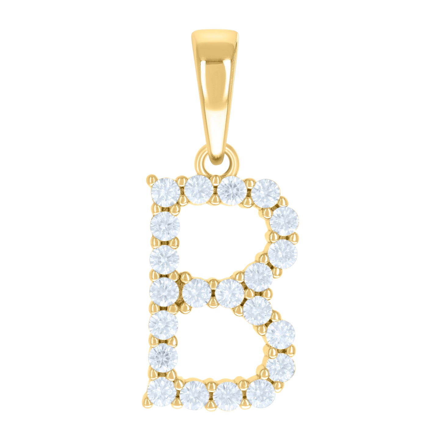 Sterling Silver Or Yellow-tone Unisex Cubic-Zirconia Initial Alphabet Charm Pendant