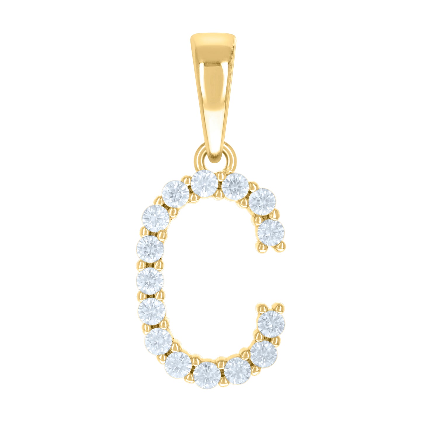 Sterling Silver Or Yellow-tone Unisex Cubic-Zirconia Initial Alphabet Charm Pendant
